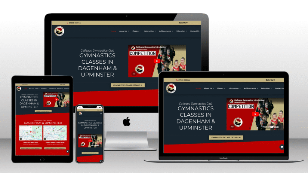 Catleaps Gymnastics Club website designed by JAM Digital Studio