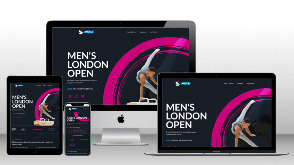 Men's London Open website and logo designed by JAM Digital Studio